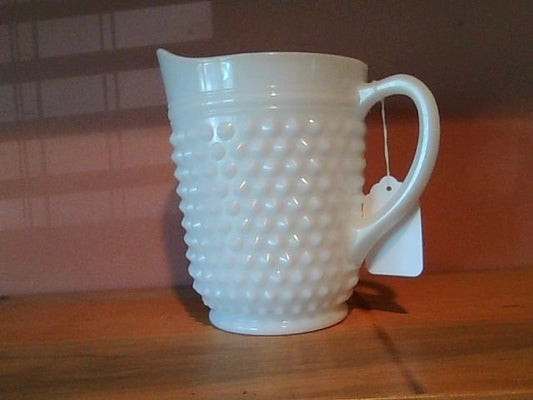 White hobnob Vintage Pitcher, 6.5 diameter x 7.25 tall