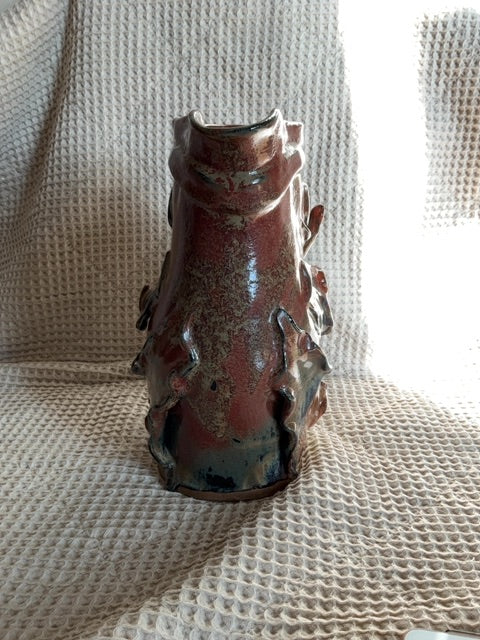 Terre cotta Lund Koi Fish pitcher Signed, 9.5”