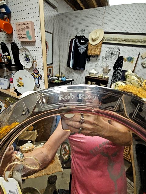 silver  Stainless Serving Tray With Various Cocktail Names