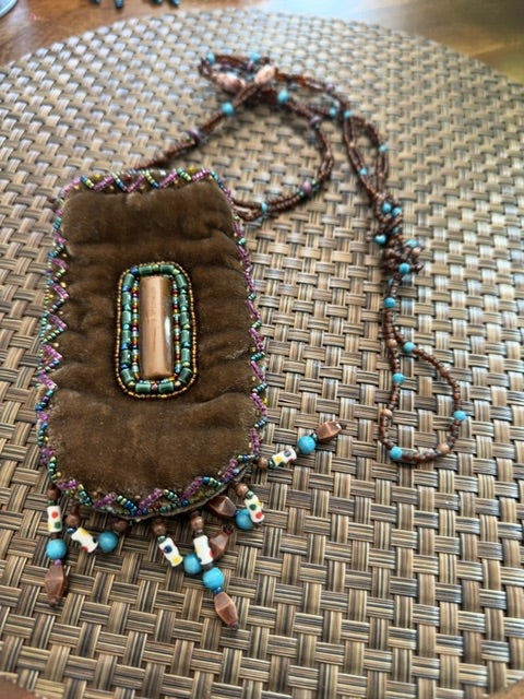 Bohemian Brown Velvet Beaded Purse Pouch