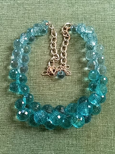 Blue Beaded cluster necklace