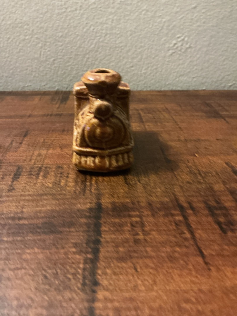 Brown Unknown Train toothpick holder, 2.75”