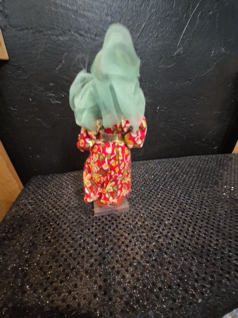 Red Dress, Blue Head Scarf Vintage Souvenir Doll, 8"
