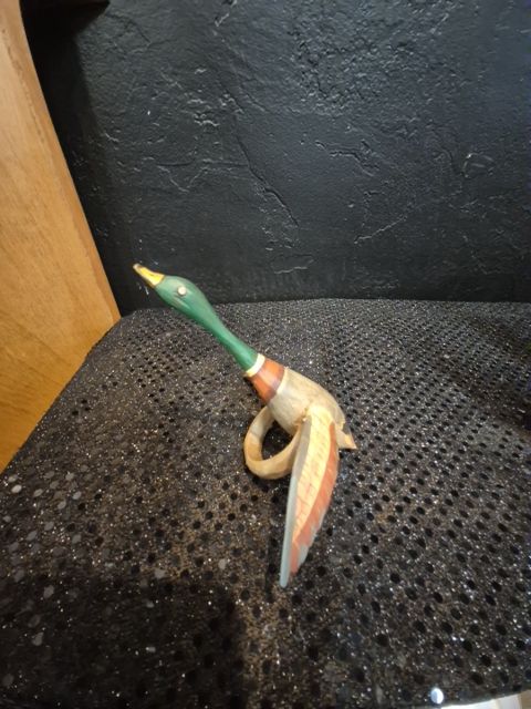 Hand-Carved Wooden Mallard Duck Napkin Ring, 5" × 2" × 5"