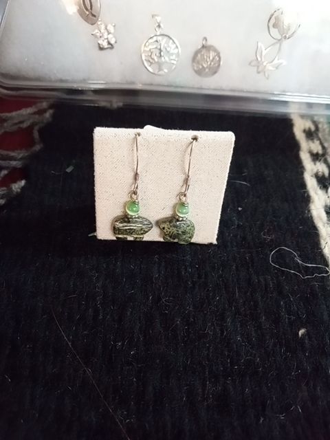 Sterling with stone bear earrings