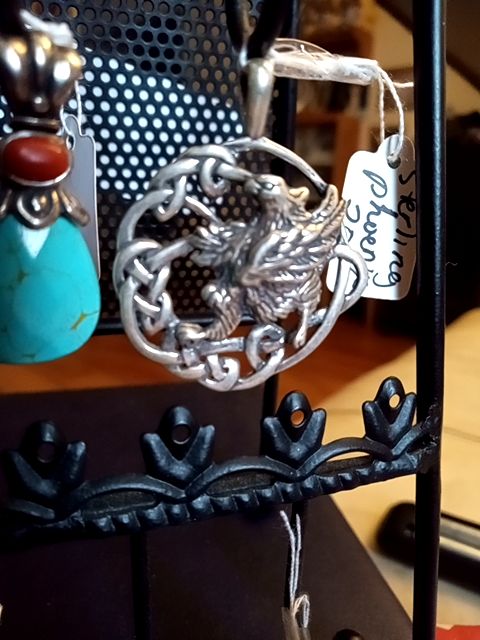 Large sterling silver phenox pendant