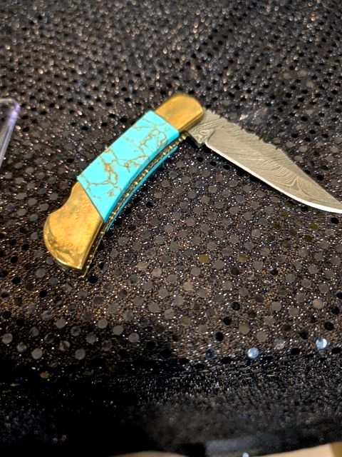 Michael Prater Kingman Damascus Pocket Knife