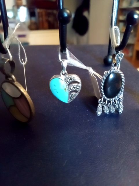 Sterling silver & turquoise marcasite heart pendant