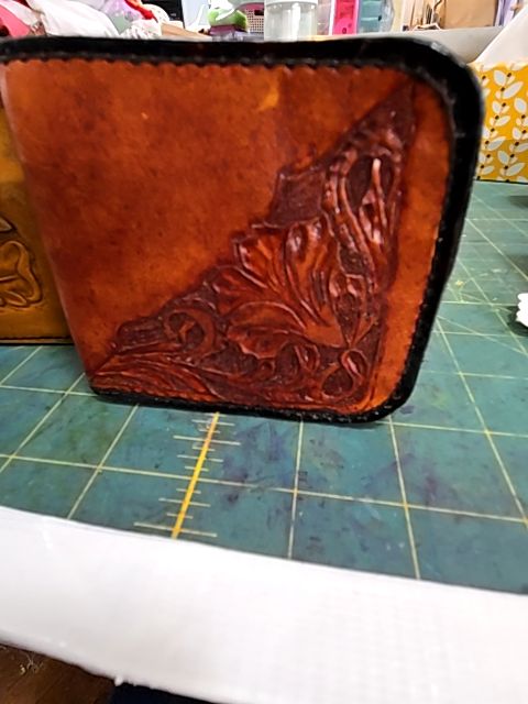 Leather tooled flower