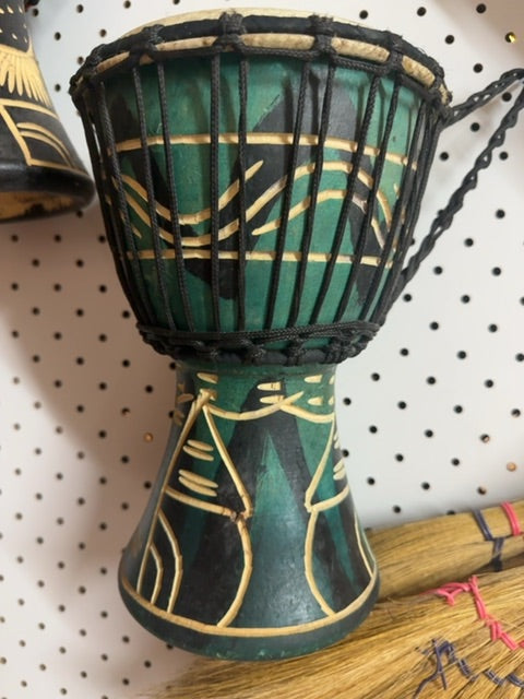 Turquoise African made Hand Drum, Medium