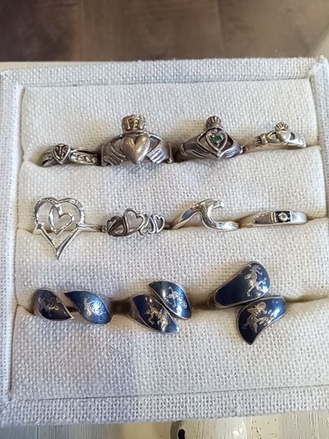 Sterling silver variety of rings Vintage sterling pin