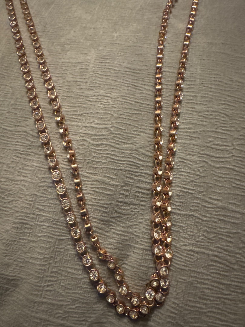 Rose-Gold Tone Rhinestone Necklace