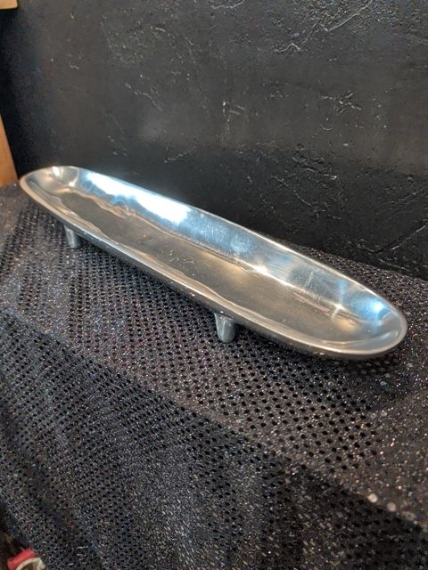 Elongated Footed Metal Tray