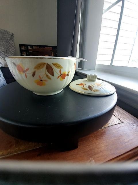 Autumn leaf Halls superior china Covered grease jar