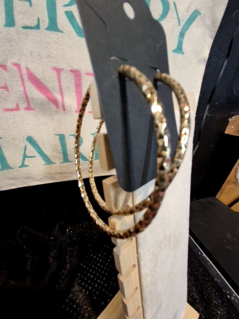 Gold Tone Hoop Earrings, 2.75"