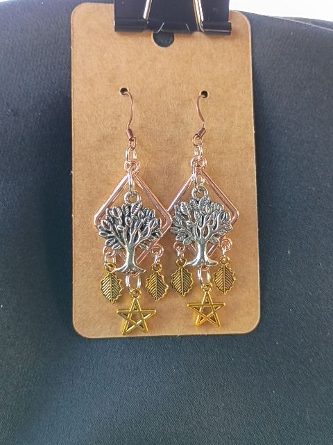 Silver, Brass, and Gold Designs by Raven Dangle Hook Earings