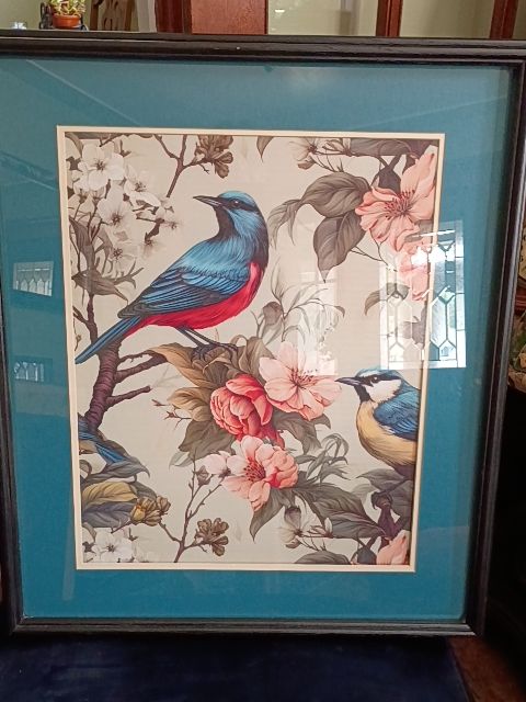 Black framed blue bird print 24 x 27
