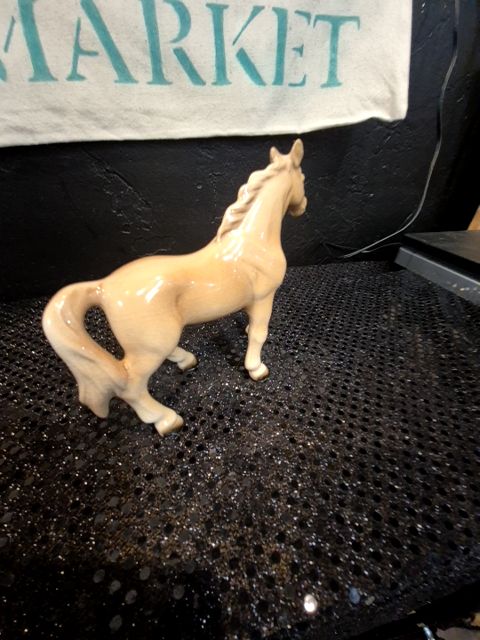 Tan Porcelain Horse, 5.5" × 5"
