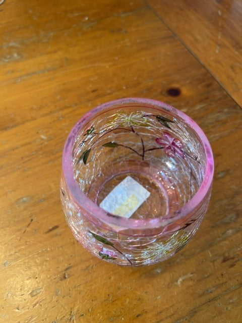 Hand-painted crackle glass votive