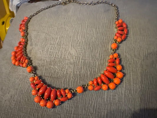 Salmon J Crew Coral necklace in gold tone setting