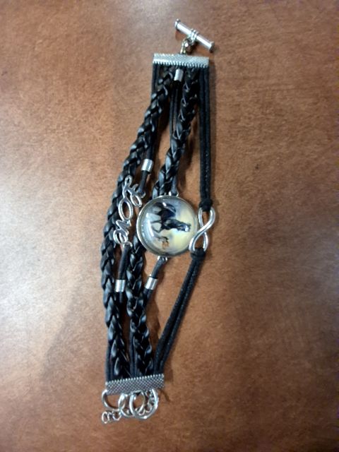 Horse, Love, & Infinity Bracelet, Black,