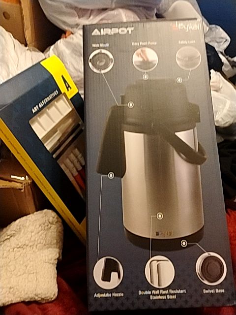 Stainless Steel & Black Pykal Airpot Hot & Cold, 7.58 X 7.48 X 13.58 Inches