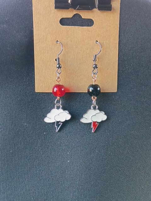 Black and Red Designs by Raven Dangle Hook Earings