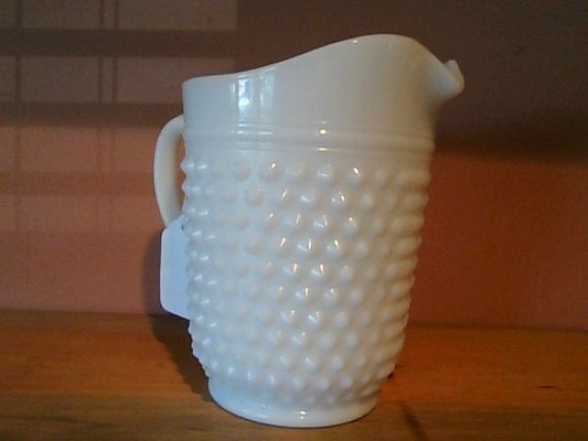 White hobnob Vintage Pitcher, 6.5 diameter x 7.25 tall