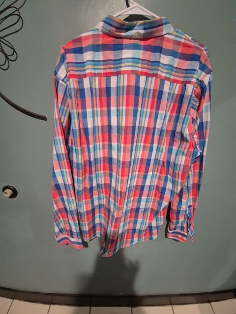 Blue & Red Plaid Customized Version Designed By Dubinik Button up Dress Shirt, XL