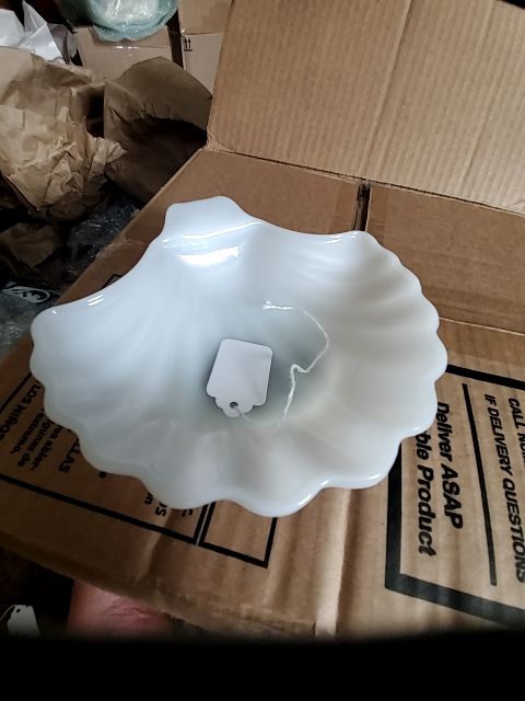 Fire king milk glass shell pattern