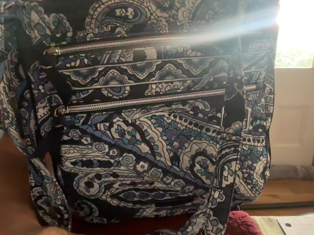 Blue Floral Vera Bradley cross body Tote, 11 1/2 x 11 1/2