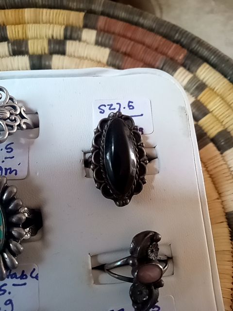 Sterling silver/onyx Vintage Ring, 7.5