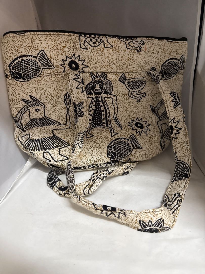Tan African made Handbag, Medium