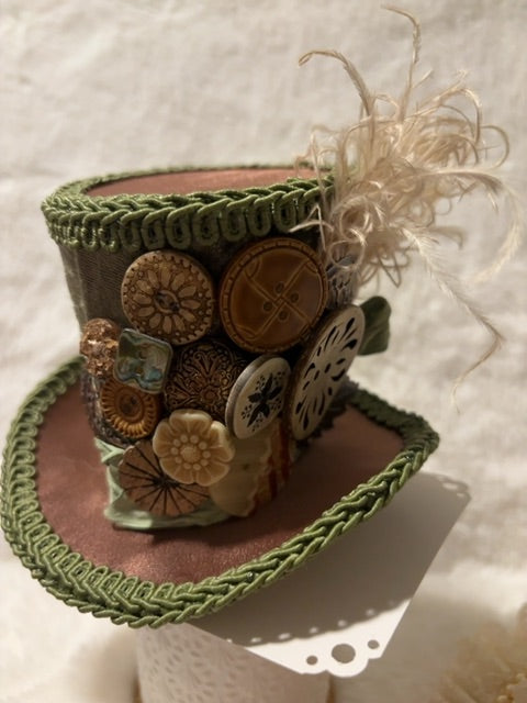 Brown/Olive green MysticalCreationsByMaira Button mini top hat