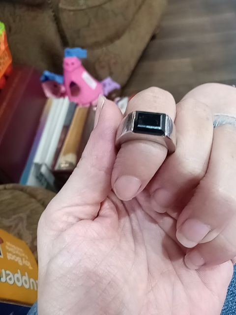 Sterling men's ring with black stone