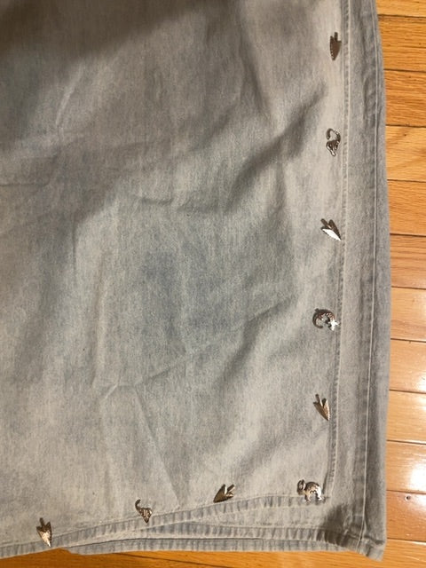 80s/90s western jean wrap skirt, M/L