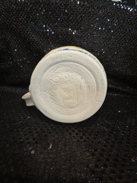 Signed Melony Sawyer Bumblebee Ceramic Mug, 4.5" × 4"