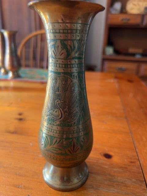 Vintage India Brass Bud Vase - 7.5"