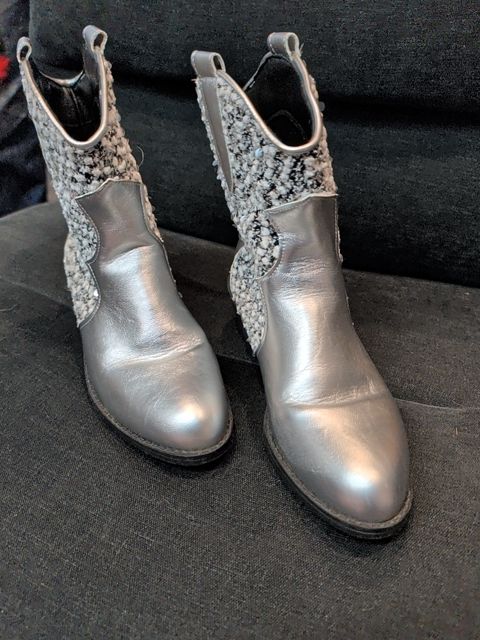 Silver Tone Ankle Boots Size 39