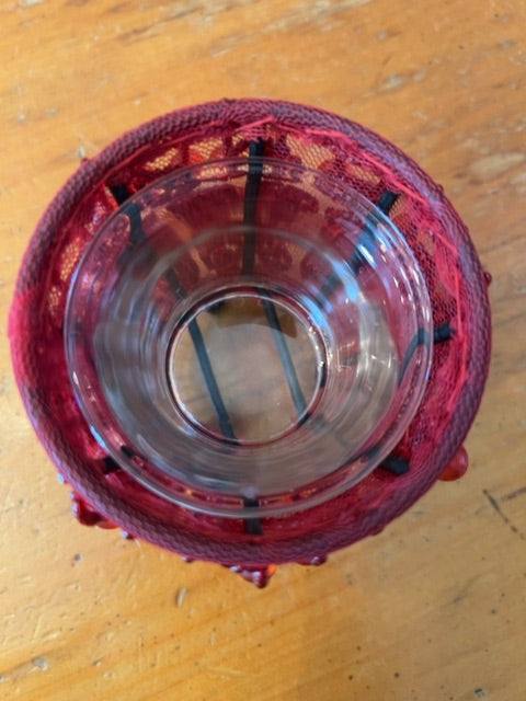 Red beaded candle votive
