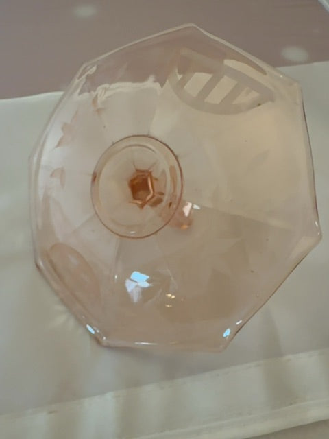 Pink Depression Glass Pink Depression Etched Tidbit, 6”