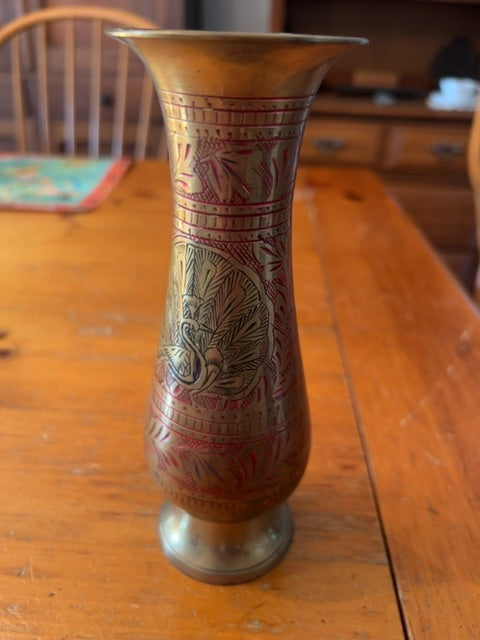 Vintage India Brass Bud Vase - 7.5"