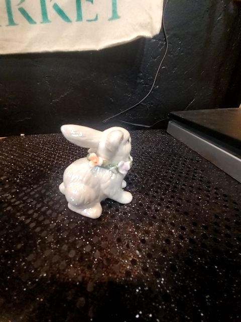 Prismatic White Porcelain Bunny, 2.5" × 2.5"