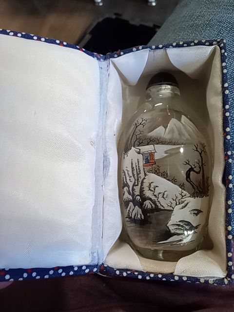 Vintage hand painted glass jar