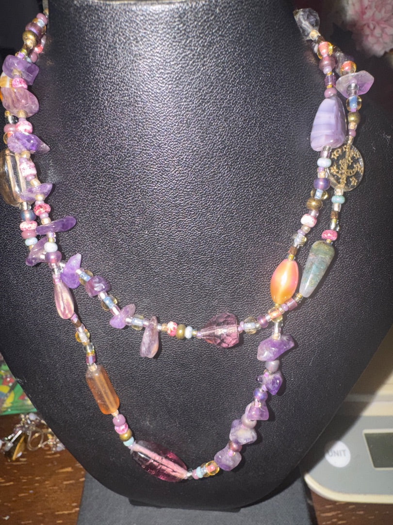 Mixed amethyst bead necklace