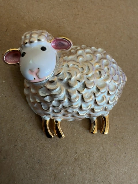 Sheep offwhite brooch pendant
