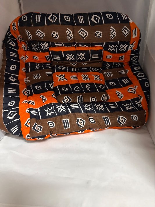 Orange and brown African made Backpack, Large
