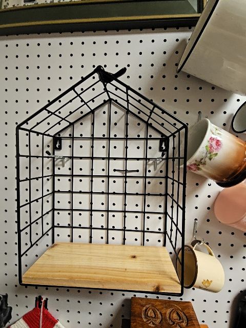 BLACK WIRE BIRD SHELF LG  JC