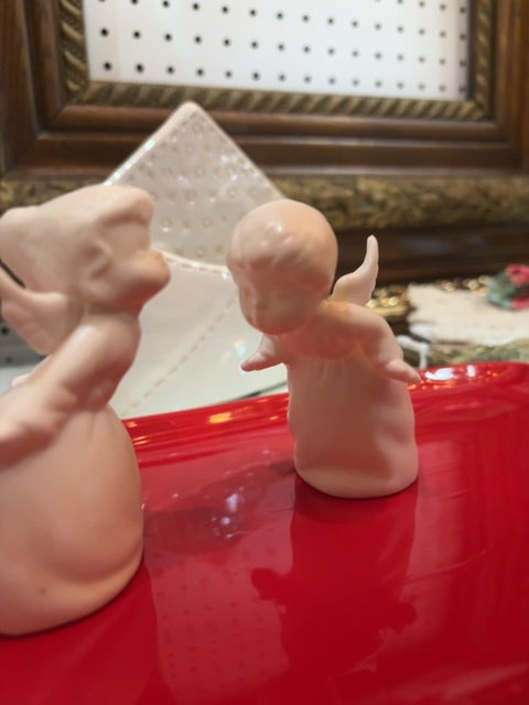 Schmid Bros Kissing Angel Couple Porcelain Figurines