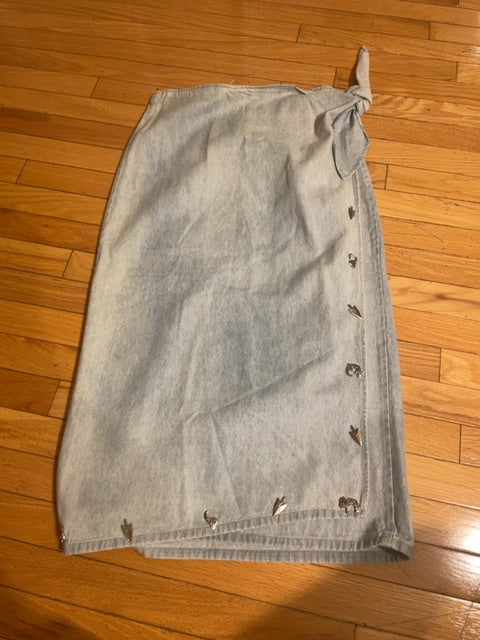 80s/90s western jean wrap skirt, M/L